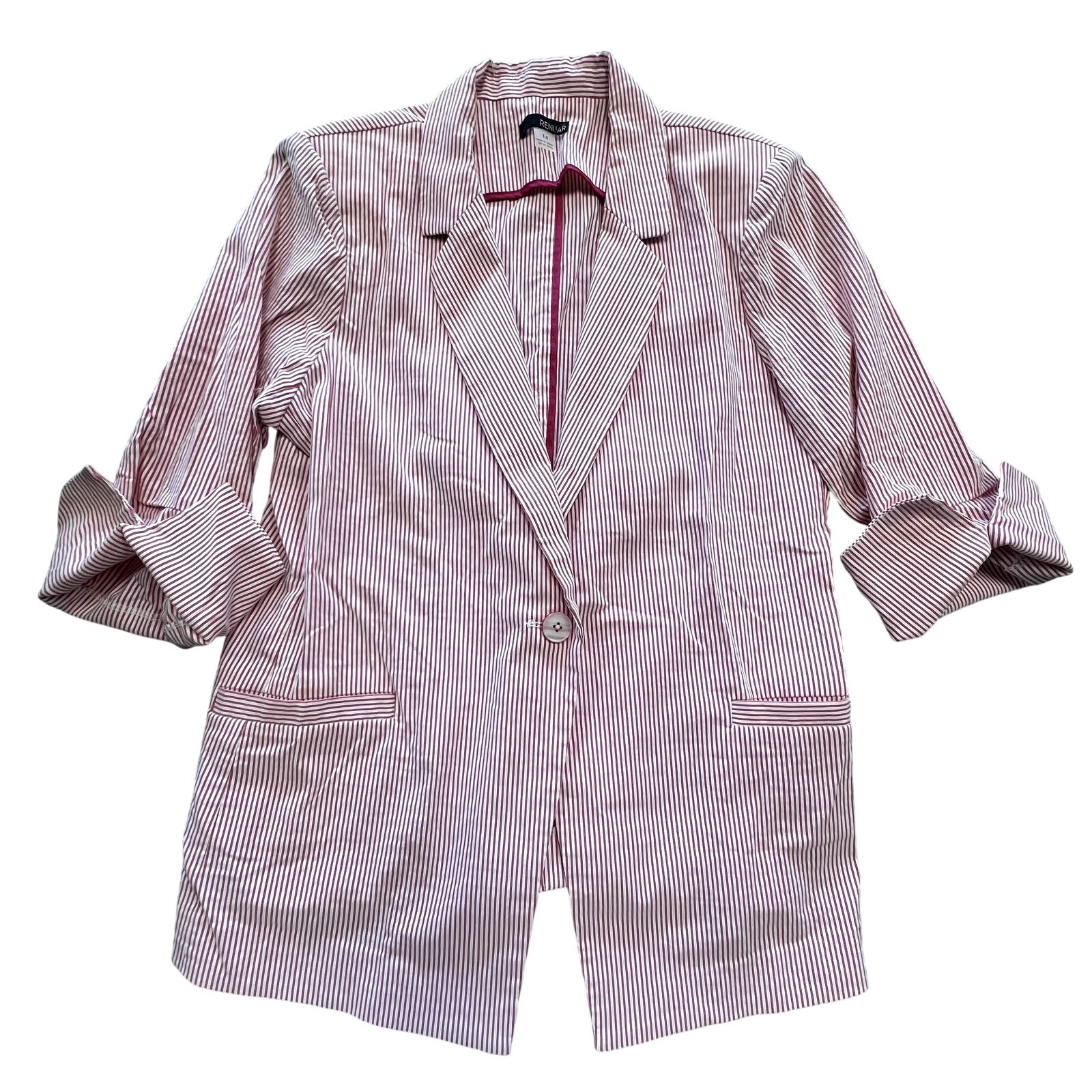 Renuar Pink Seersucket Blazer Size 14